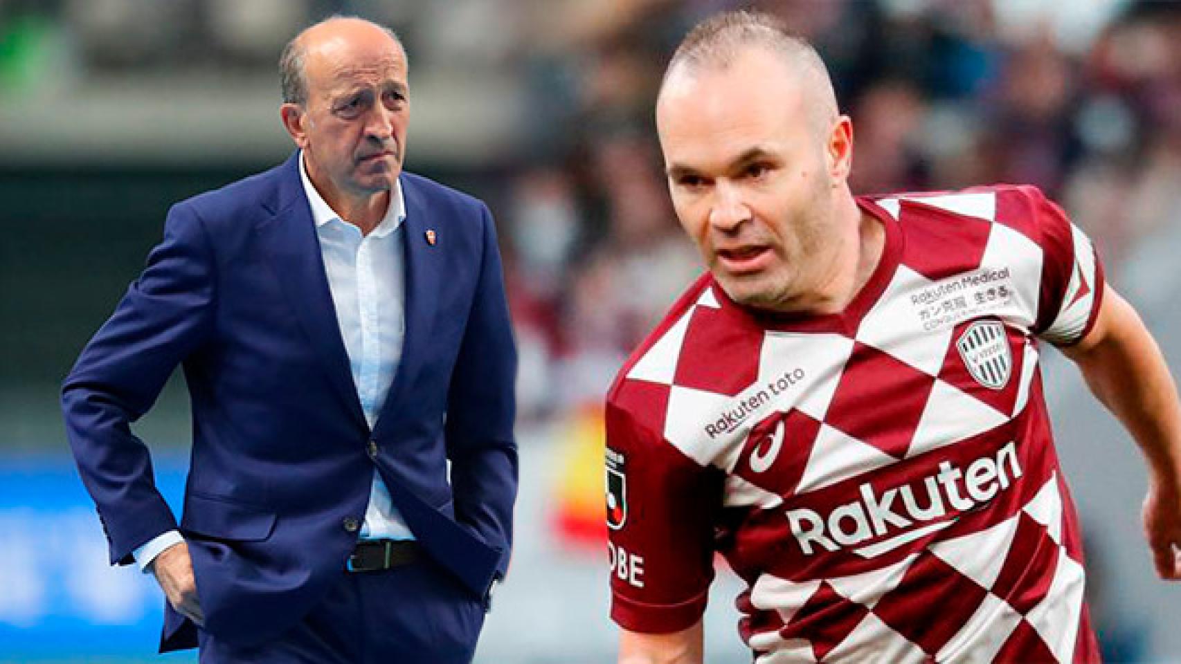 Miguel Ángel Lotina y Andrés Iniesta