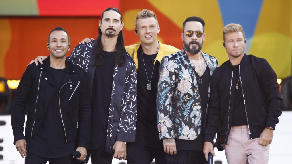 Los componentes de los Backstreet Boys durante un concierto.