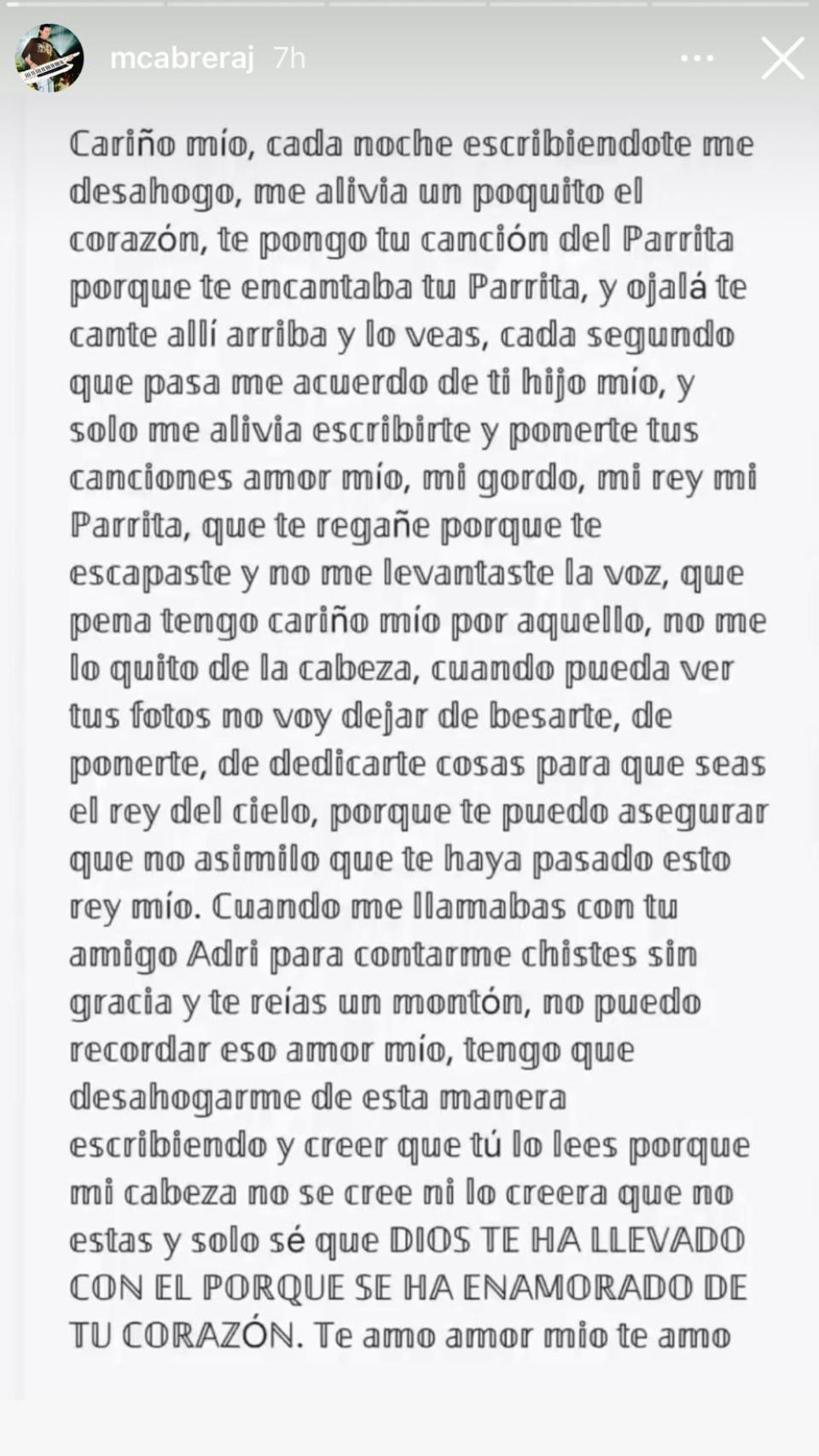 El desgarrador mensaje que ha compartido Miguel Ángel Cabrera.