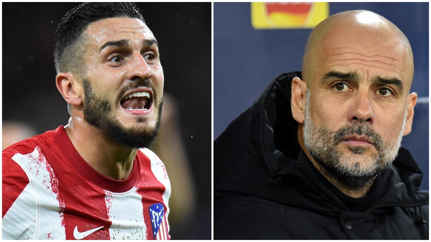 Koke y Pep Guardiola