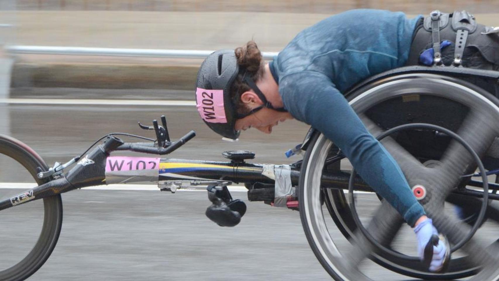 Tatyana McFadden en la Maratón de Boston de 2018