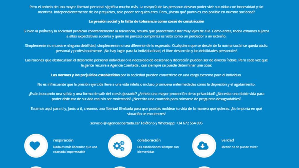 Presentación de su trabajo en la página web de la agencia Coartada