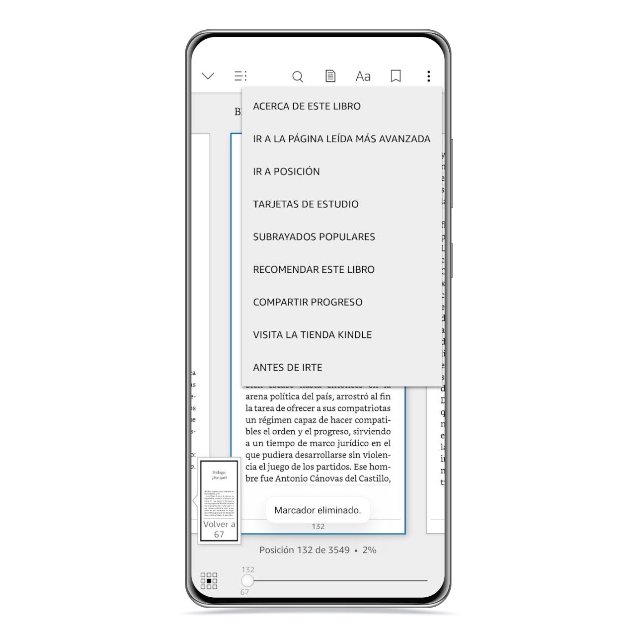 Opciones en Kindle