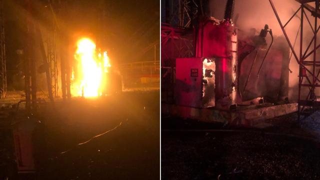 Incendio en la planta de generación de Costa Sur que ha dado lugar al gran apagón en Puerto Rico.