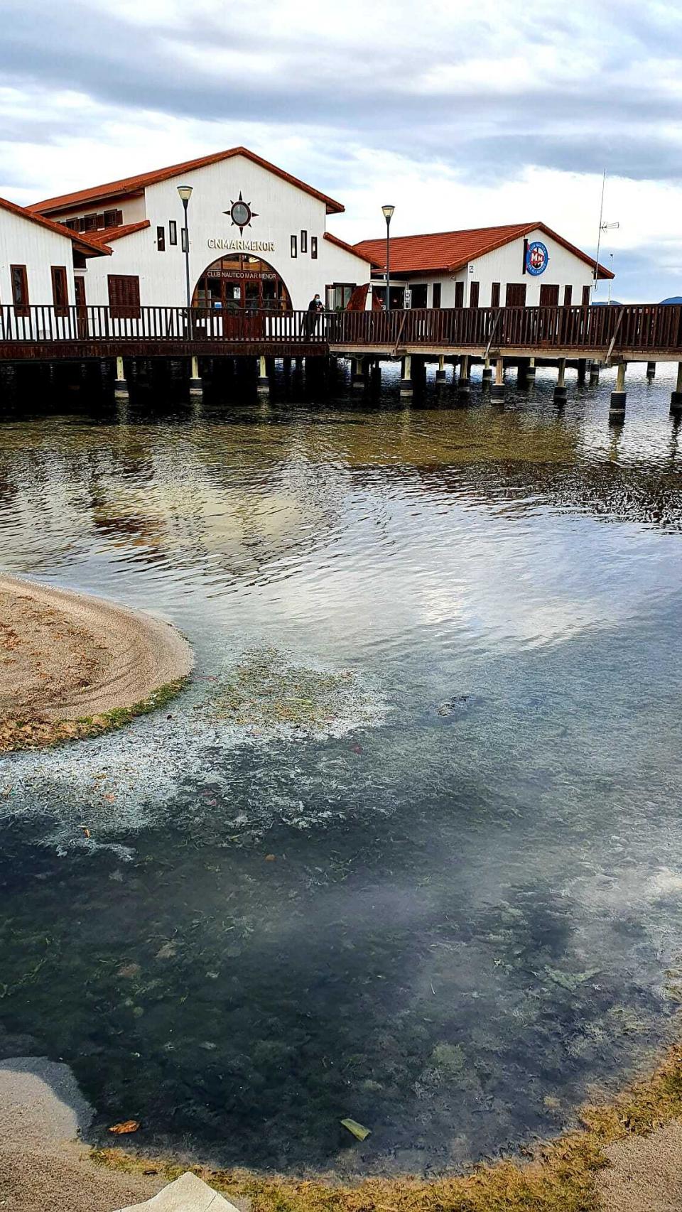 Los operarios han estado limpiando en la playa del Club  Náutico  Mar Menor.