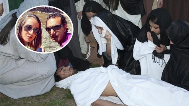 Cristian y Tamara, Jesucristo y la Virgen en el Viacrucis Juvenil de Fresno