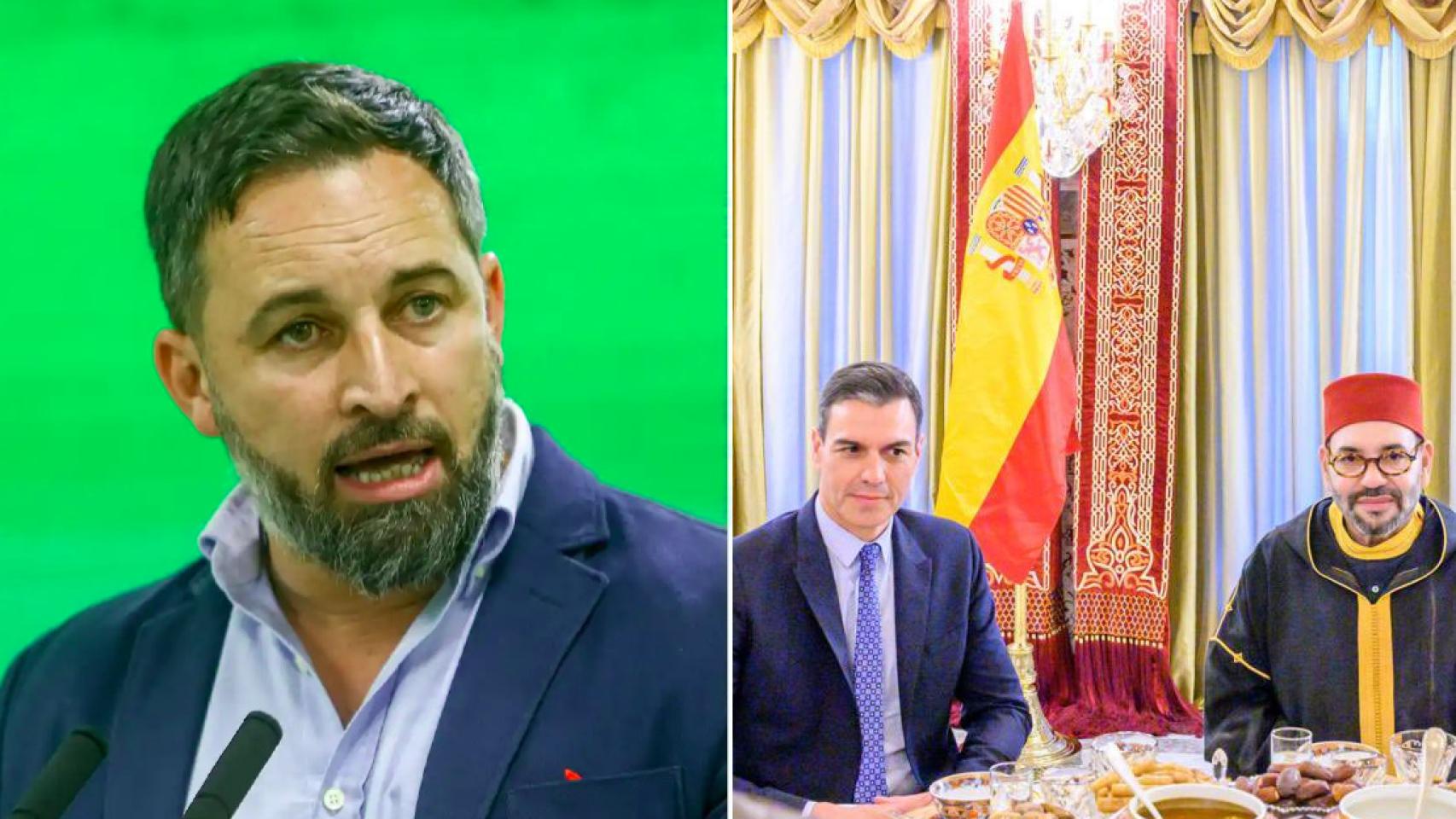 Un fotomontaje de Abascal y el detalle de la imagen de la bandera invertida en Marruecos.