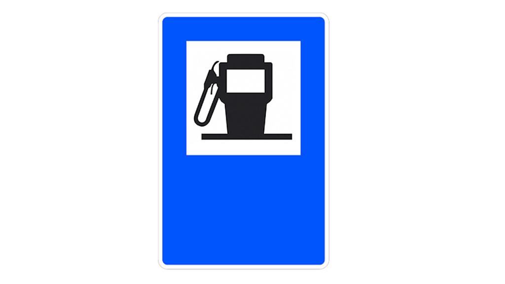 Señal actual con surtidores de gasolina y diésel.