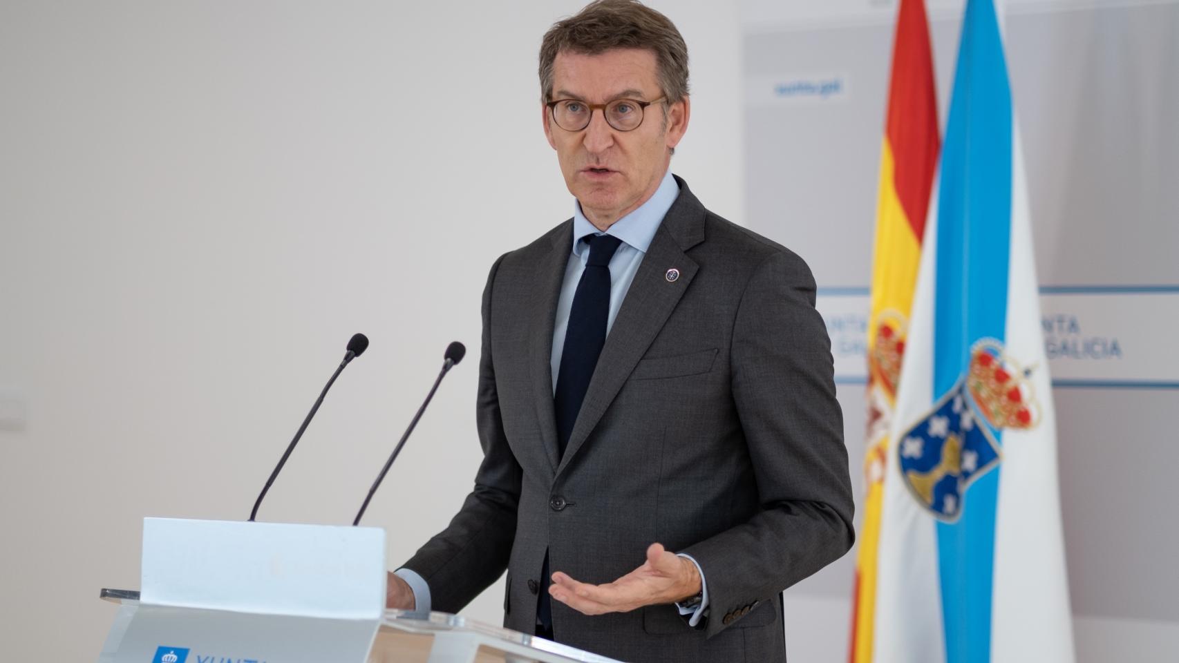Alberto Núñez Feijóo en rueda de prensa en una imagen de archivo.