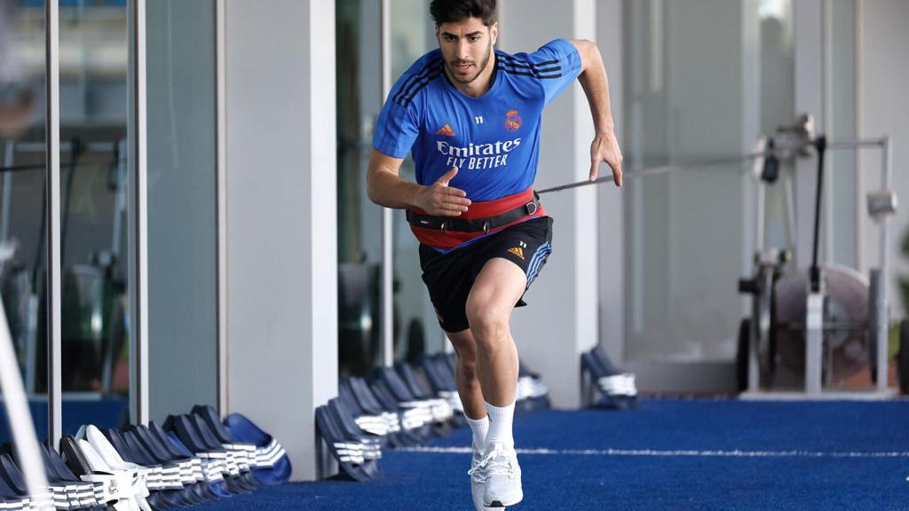 Marco Asensio, en el entrenamiento del Real Madrid