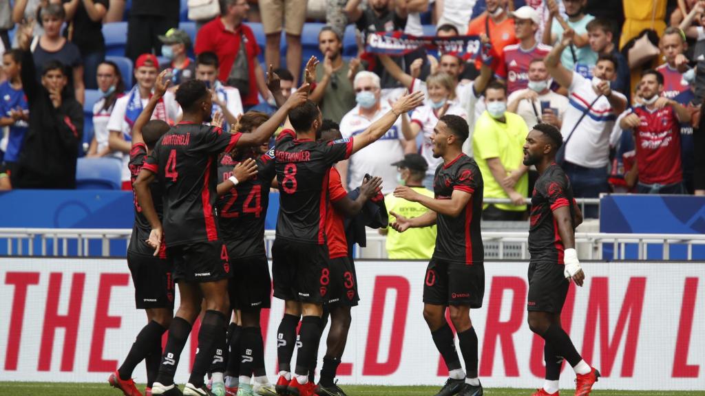 Los jugadores del Clermont Foot, celebrando un gol en la Ligue-1 de la 2021/2022