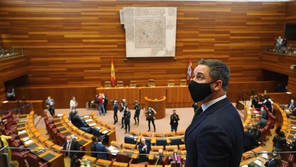 Santiago Abascal, presidente de Vox, en las Cortes de Castilla y León.