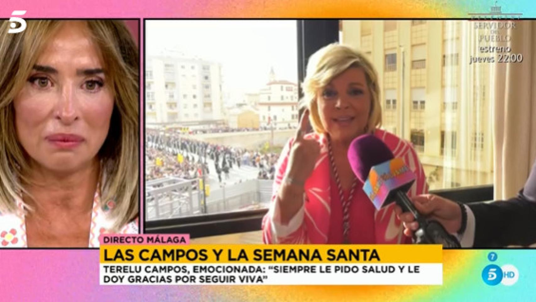 María Patiño emocionada al hablar con Terelu Campos .