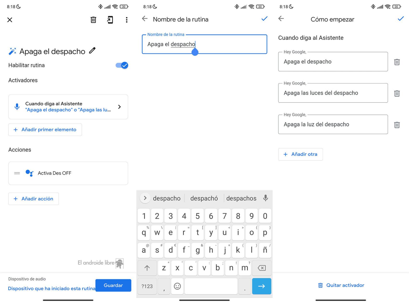 Cambio de nombre de las rutinas independiente del comando