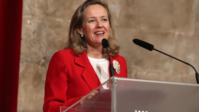 Nadia Calviño, vicepresidenta primera del Gobierno, durante su visita al Consolat de Mar (Palma de Mallorca) el pasado 8 de abril.