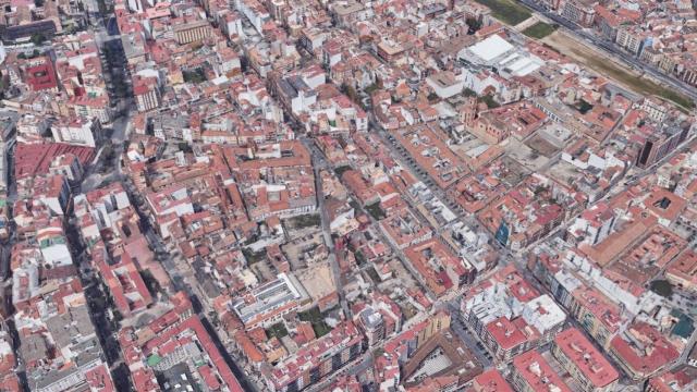 Imagen aérea del barrio de La Trinidad, en Málaga.