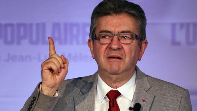 Jean-Luc Mélenchon, candidato de La Francia Insumisa (LFI) durante su discurso tras conocerse los primeros resultados.