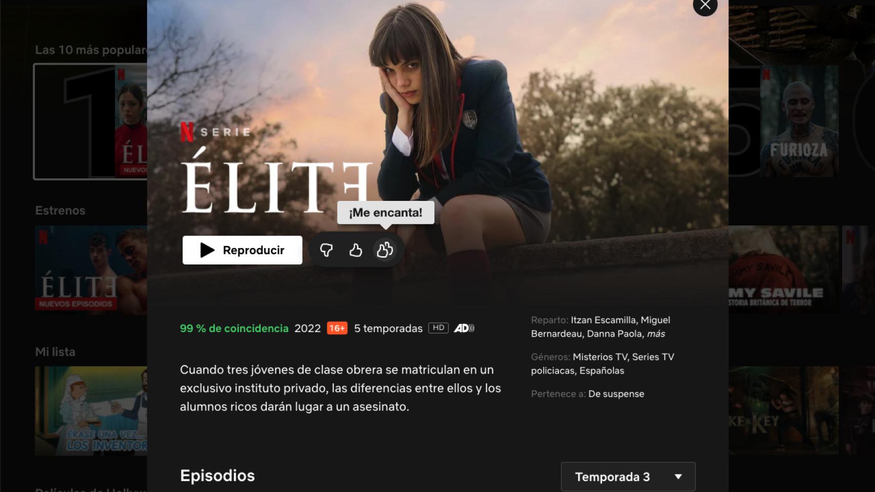 Netflix crea el botón '¡Me encanta!' para valorar tus películas y series favoritas (y mejorar su algoritmo).