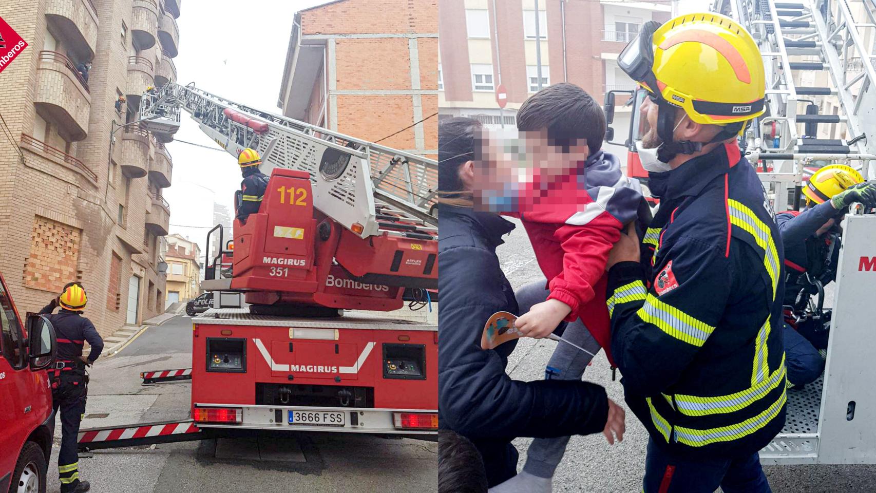El rescate en Bañeres de un menor de 3 años por el balcón.