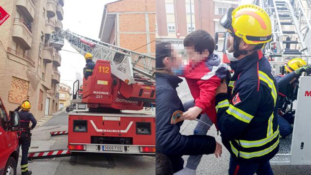 El rescate en Bañeres de un menor de 3 años por el balcón.