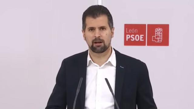 Luis Tudanca, líder de los socialistas de Castilla y León, durante la intervención telemática