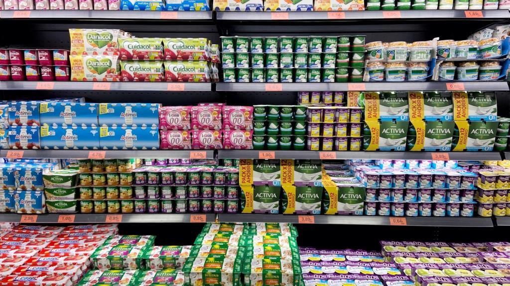 Sección de yogures y lácteos de Mercadona