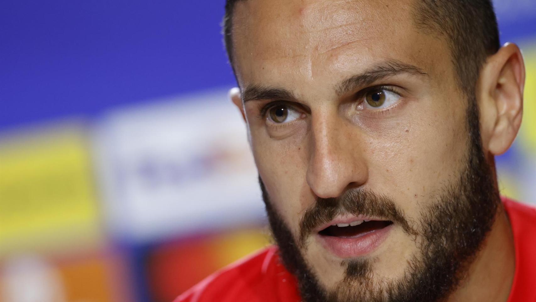 Koke Resurrección, en rueda de prensa de la Champions League con el Atlético de Madrid