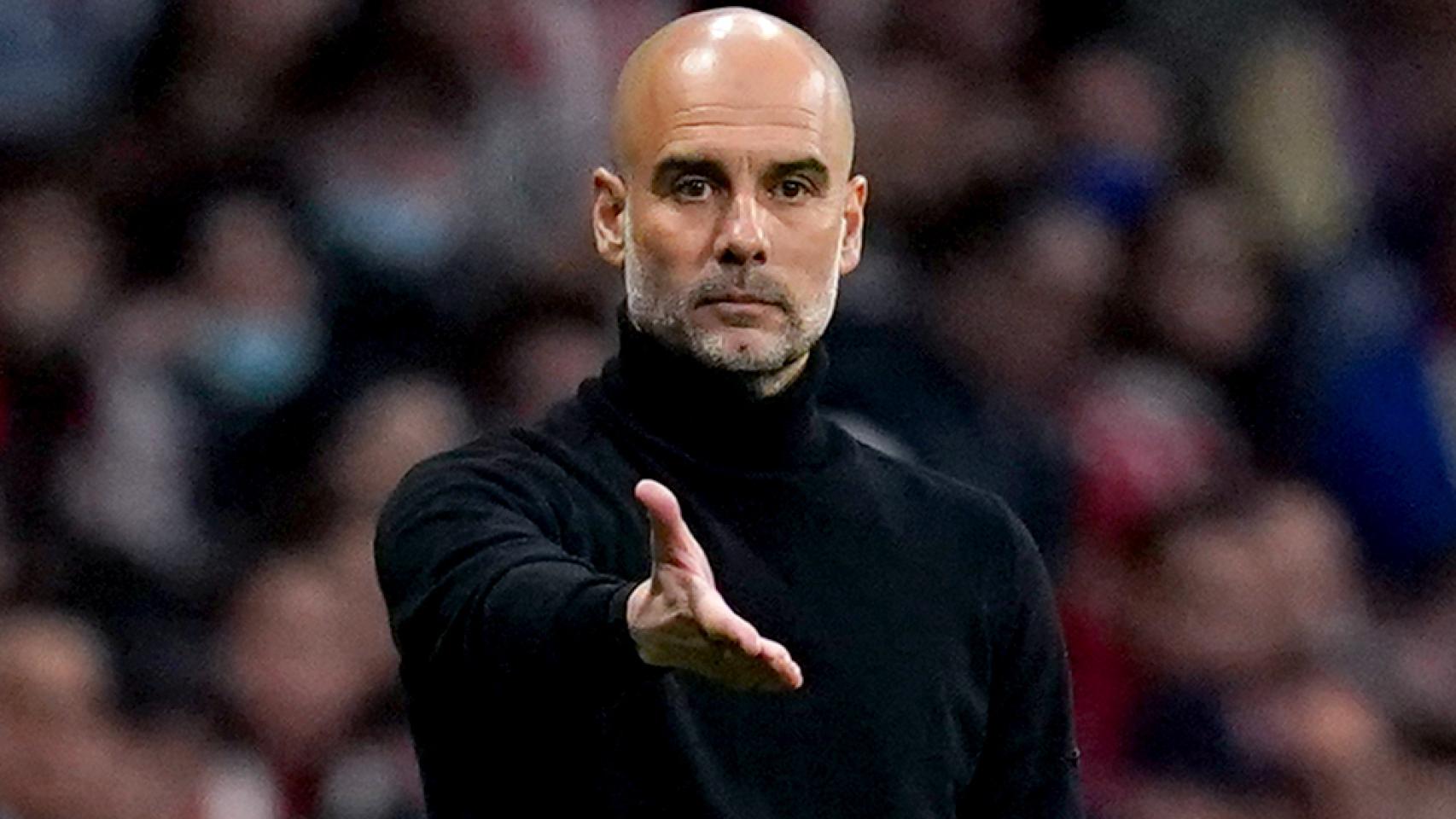 Pep Guardiola, en un partido del Manchester City de la Champions League 2021/2022