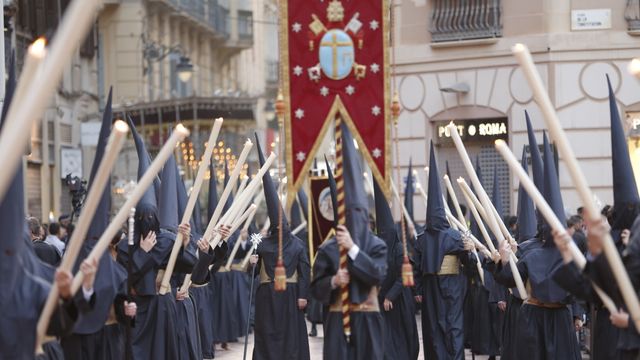 Dolores de San Juan, en calle Larios en el Viernes Santo de Málaga