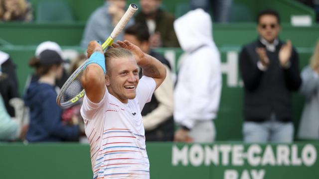 Alejandro Davidovich celebrando una victoria en Montecarlo