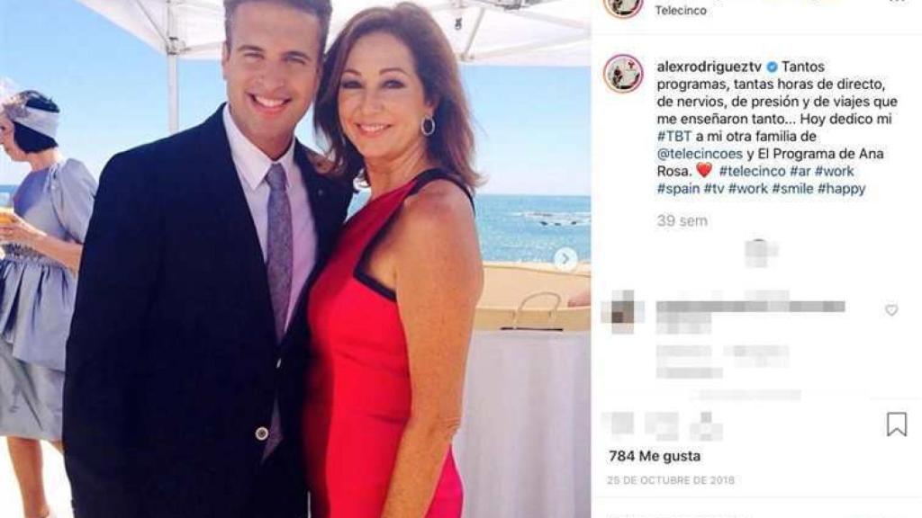 Imagen de Álex Rodríguez con Ana Rosa en su perfil de Instagram