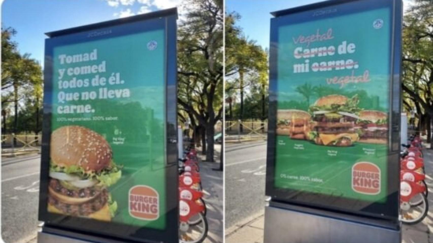 Imagen de los carteles de Burger King en Sevilla.