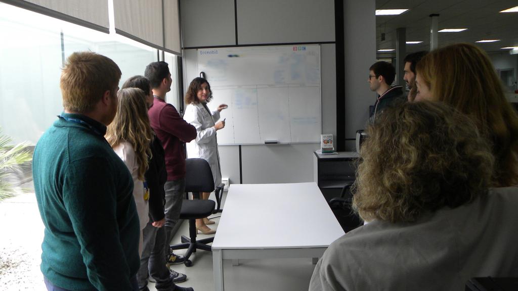 Lourdes Velasco en una reunión de equipo.