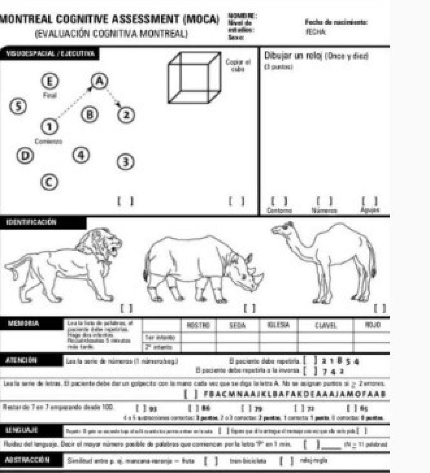 Una página del test al que se sometió Trump