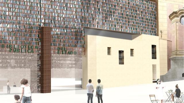 Fachada proyectada de la Biblioteca del Estado en Málaga en la calle Pedro de Toledo.