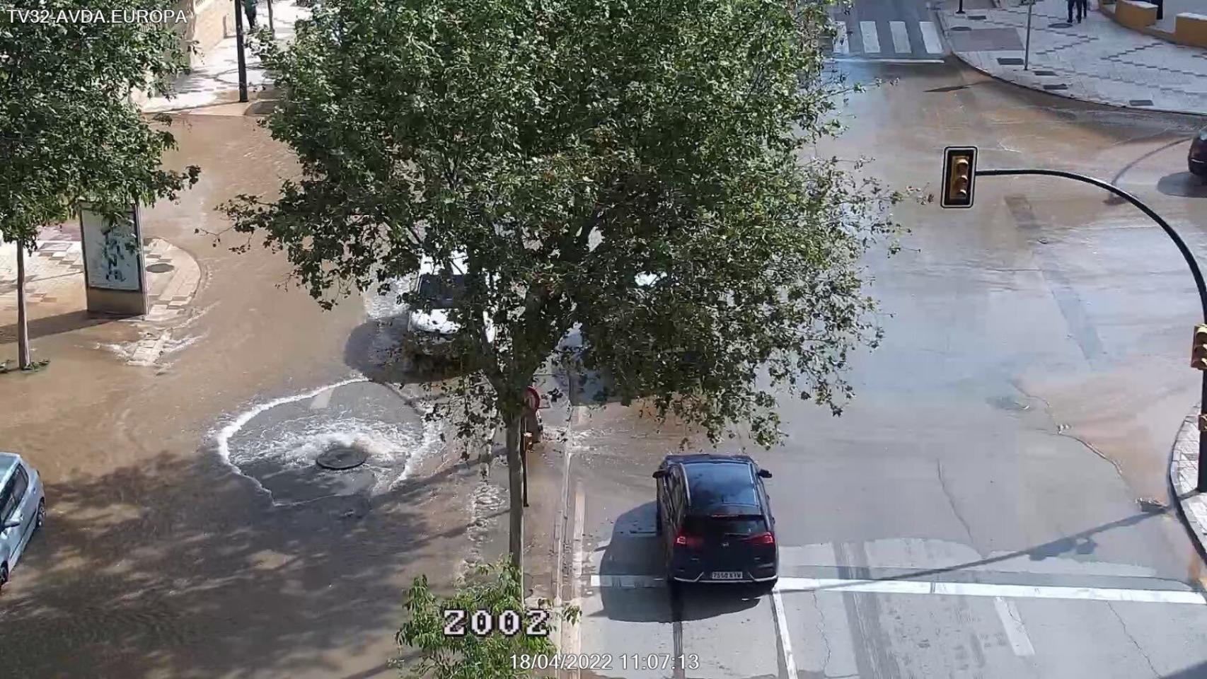 Imagen del punto de fuga de agua en la zona Este de Málaga.