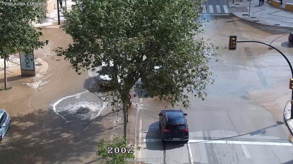 Imagen del punto de fuga de agua en la zona Este de Málaga.