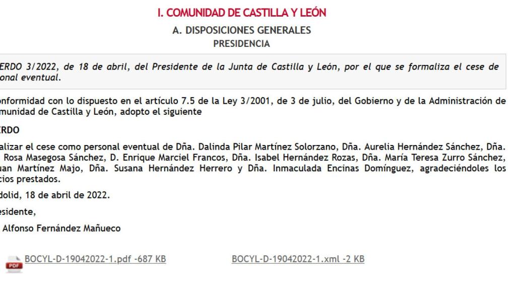 Cese personal de la Junta
