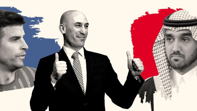 Gerard Piqué, Luis Rubiales y Abdul Aziz bin Turki