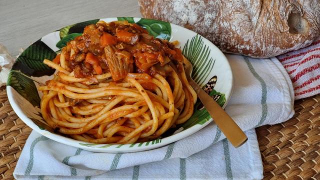 Pasta con ragú de setas, una alternativa vegetariana para no echar de menos la carne