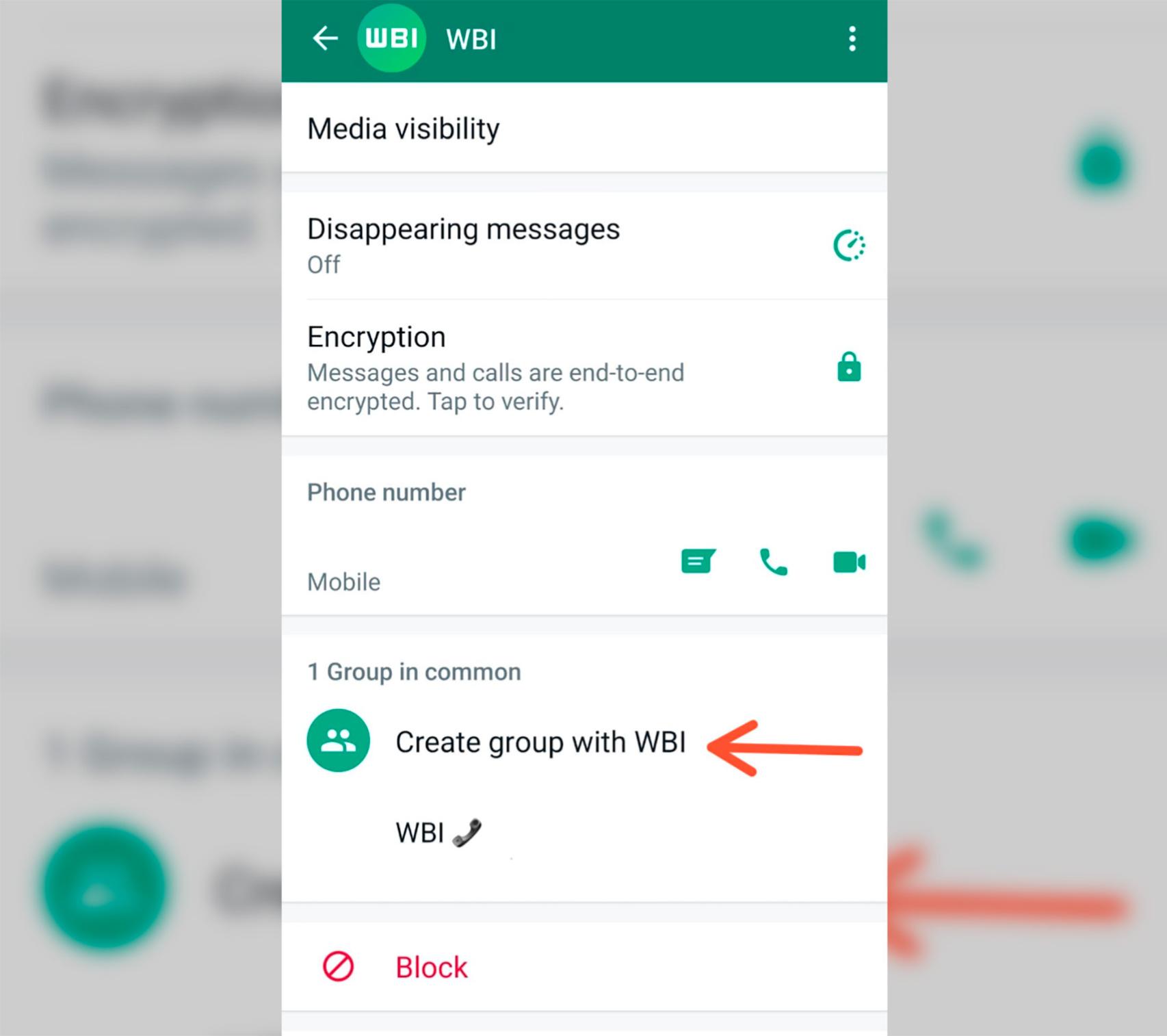 Nuevo acceso directo para crear un grupo desde un perfil