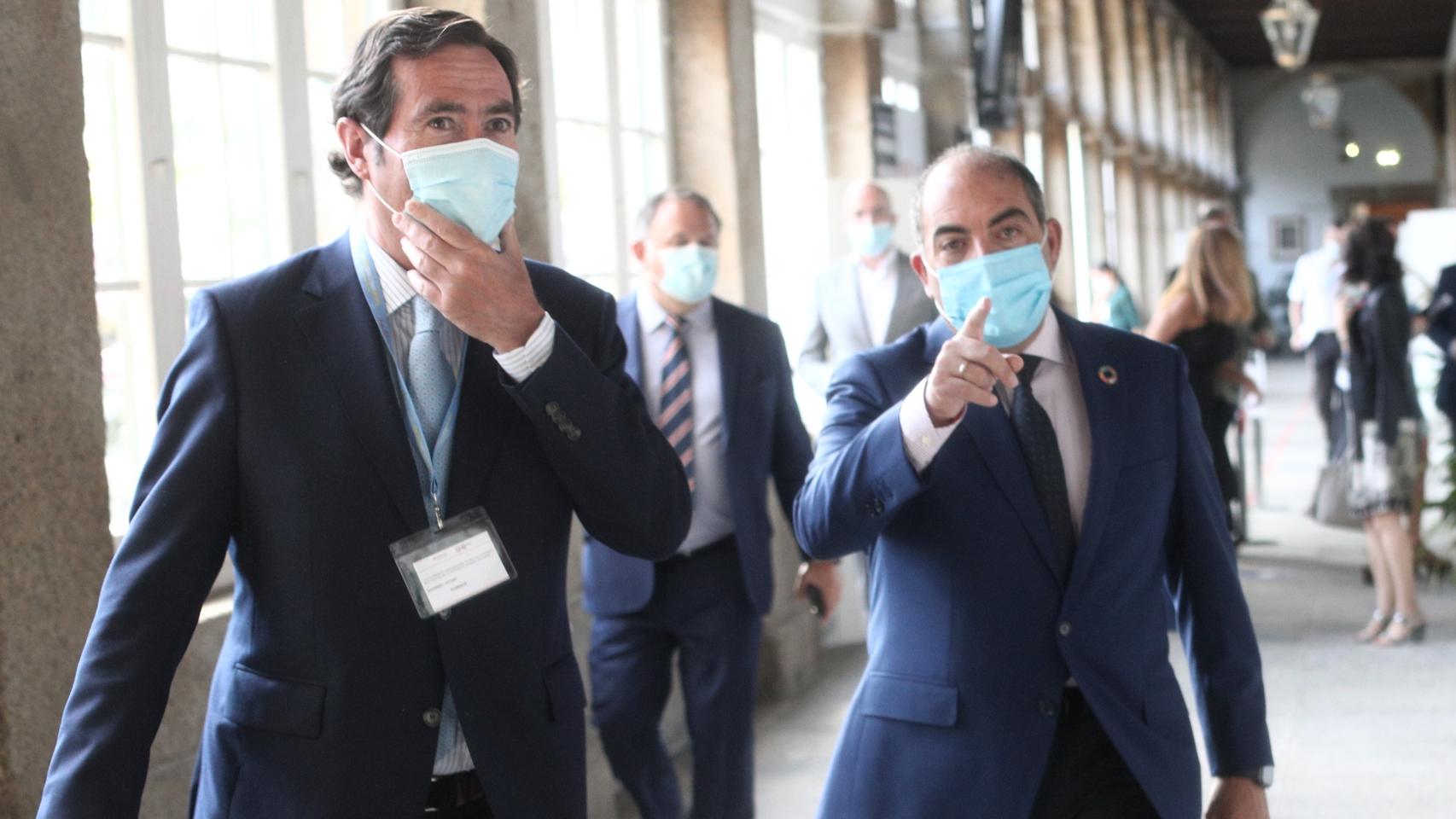 Antonio Garamendi y Lorenzo Amor, presidente y vicepresidente de  la CEOE. En su caso, Amor también es presidente de ATA.