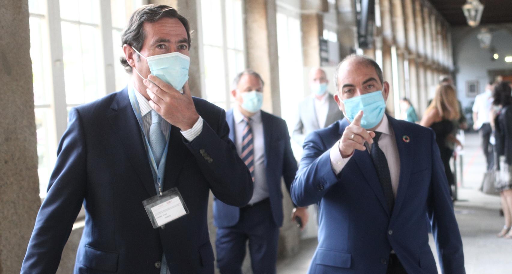 Antonio Garamendi y Lorenzo Amor, presidente y vicepresidente de  la CEOE. En su caso, Amor también es presidente de ATA.