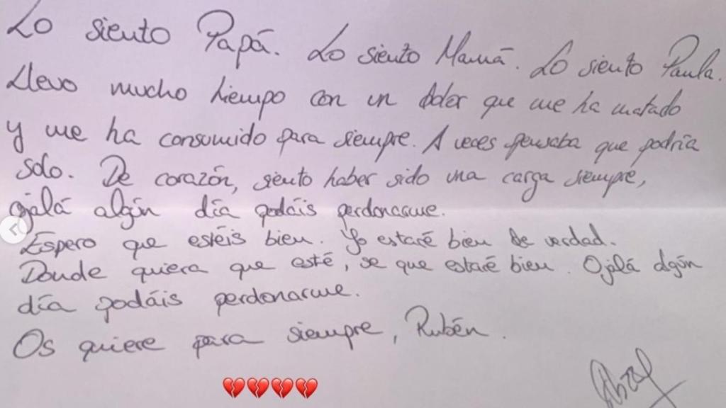 Parte de la primera nota de Rubén.
