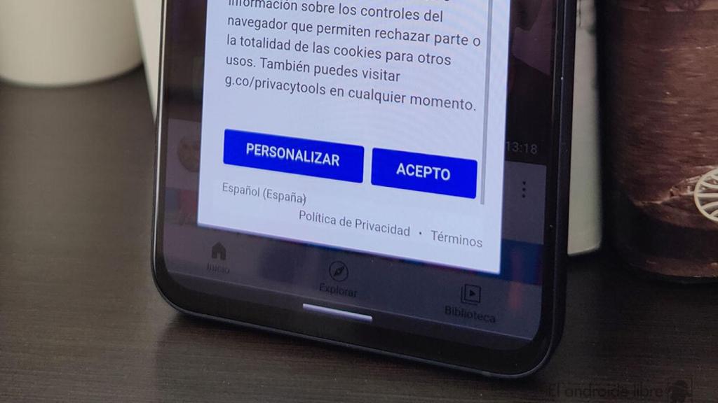 Aviso de cookies al visitar una web