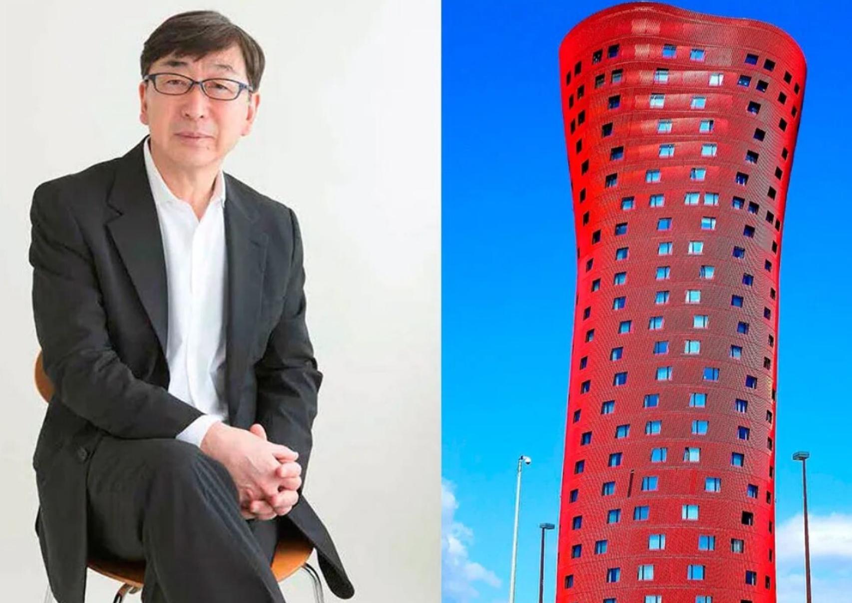 El arquitecto japonés Toyo Ito, junto a uno de sus diseños.