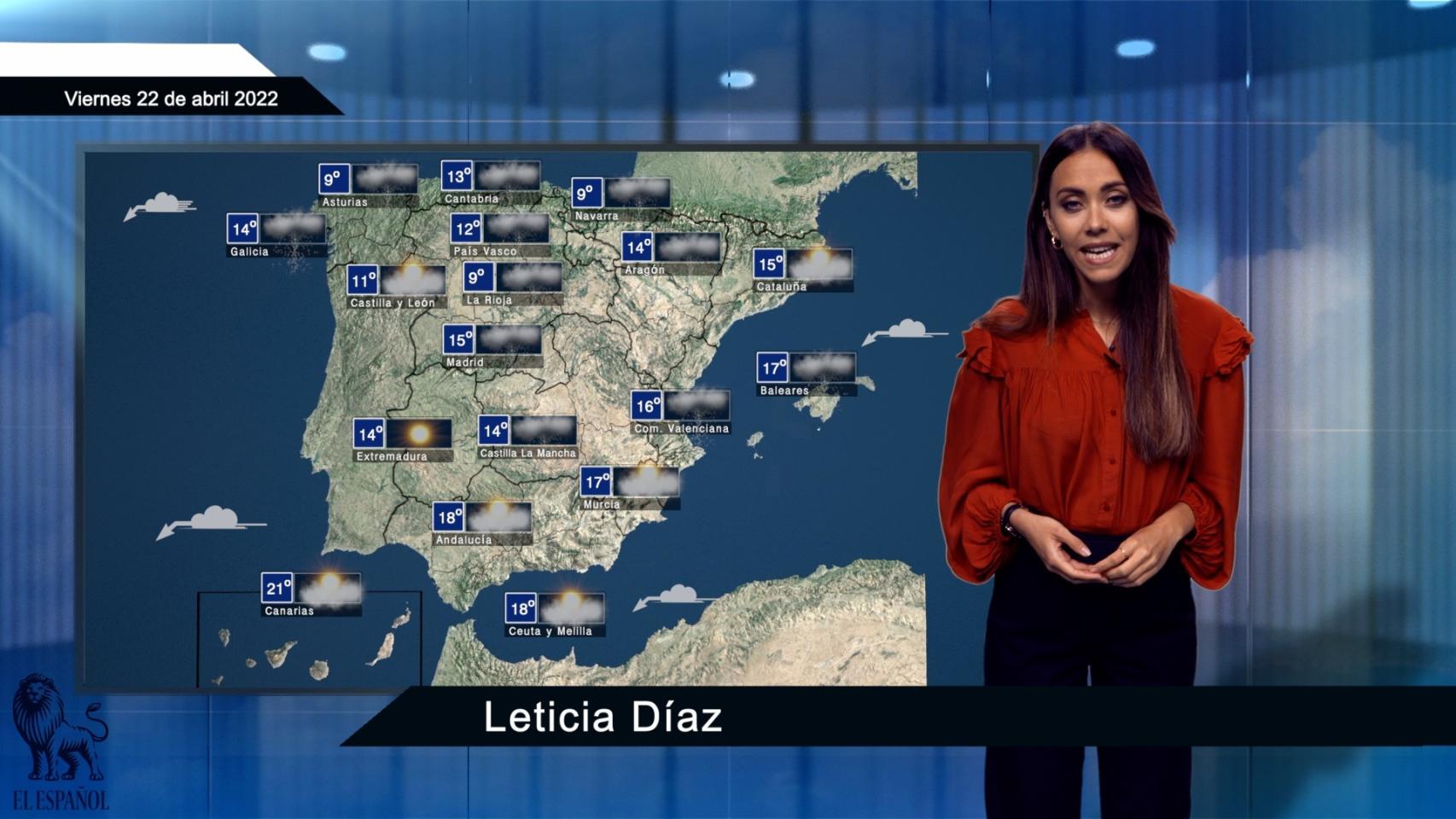 El tiempo para el viernes 22 de abril.