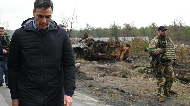 El presidente del Gobierno, Pedro Sánchez, durante su visita a Ucrania.