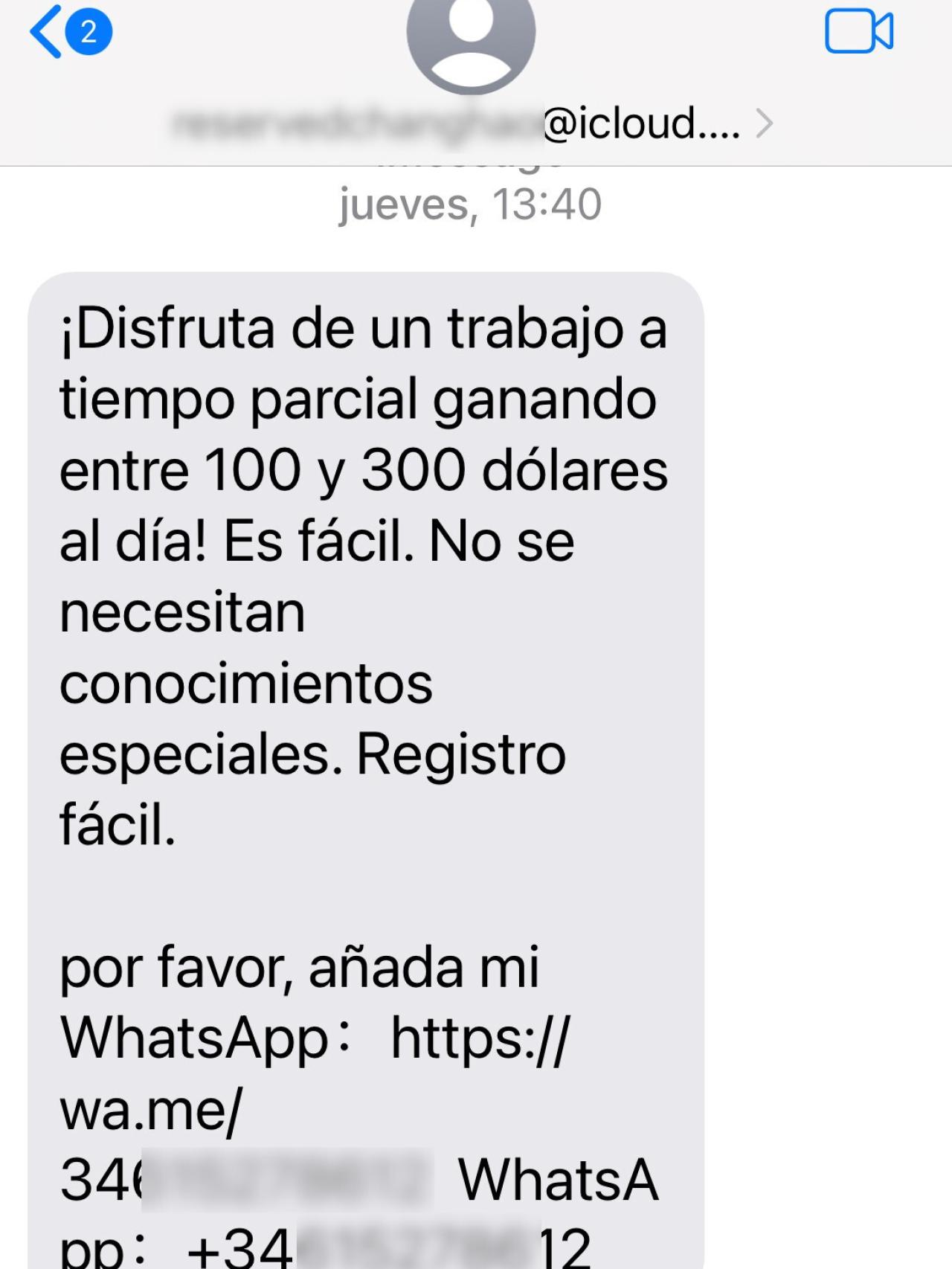 Falsa oferta de empleo difundida.