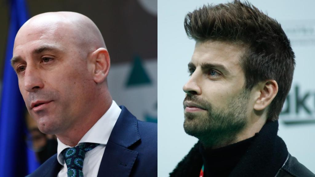 El presidente de la Real Federación de Fútbol, Luis Rubiales, y el futbolista y empresario Gerard Piqué.